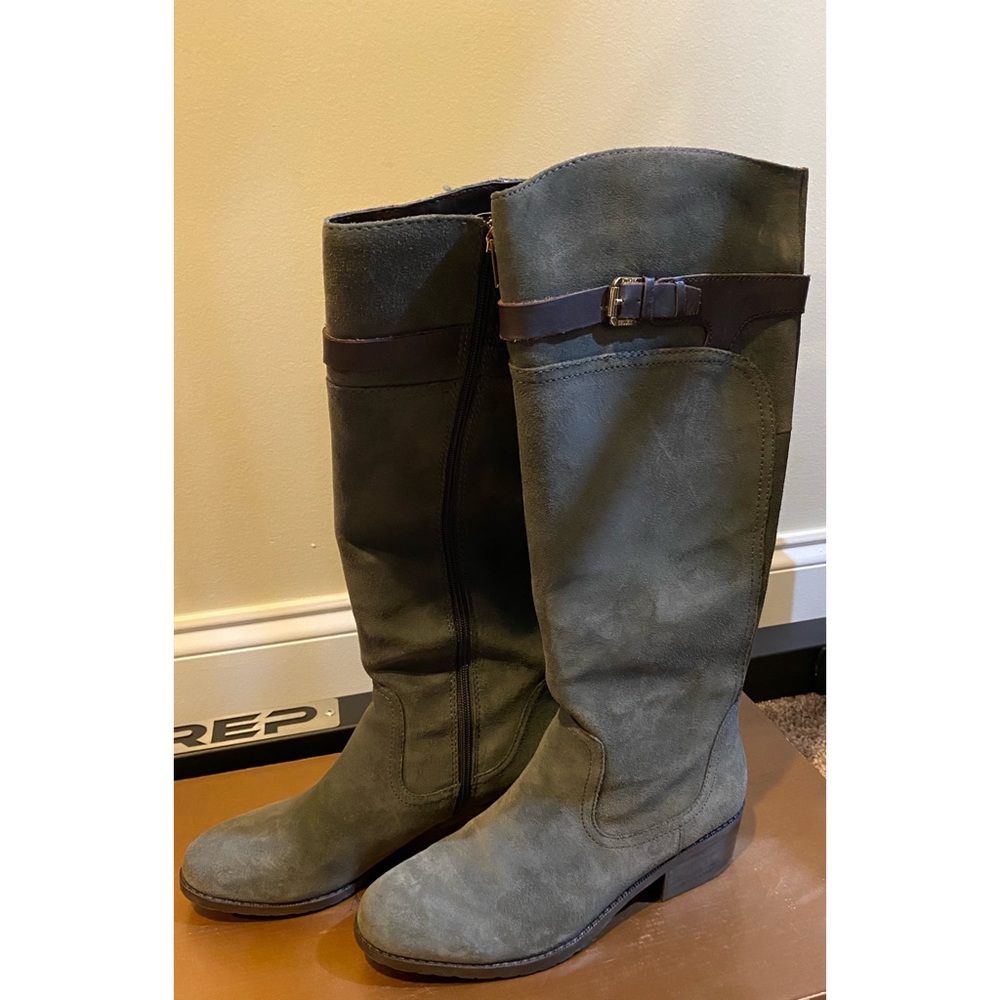 Audrey Brooke Suede Abadore Full Zip Riding Boot